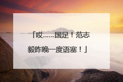 哎……国足！范志毅昨晚一度语塞！